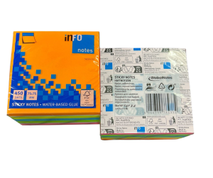 inFO No.5654-51 ( 3" x 3") 混色黏貼報事便條 450張/1包