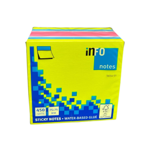 inFO No.5654-53 ( 3" x 3") 混色黏貼報事便條 450張/1包