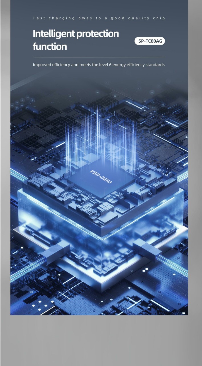Ven-Dens 2C1A PD65W Gan 充電器 (白色)