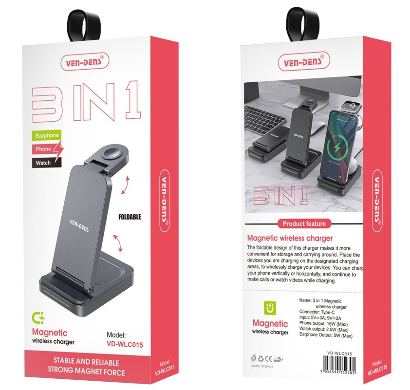 Ven-Dens WLC015 3合1 無線充電器