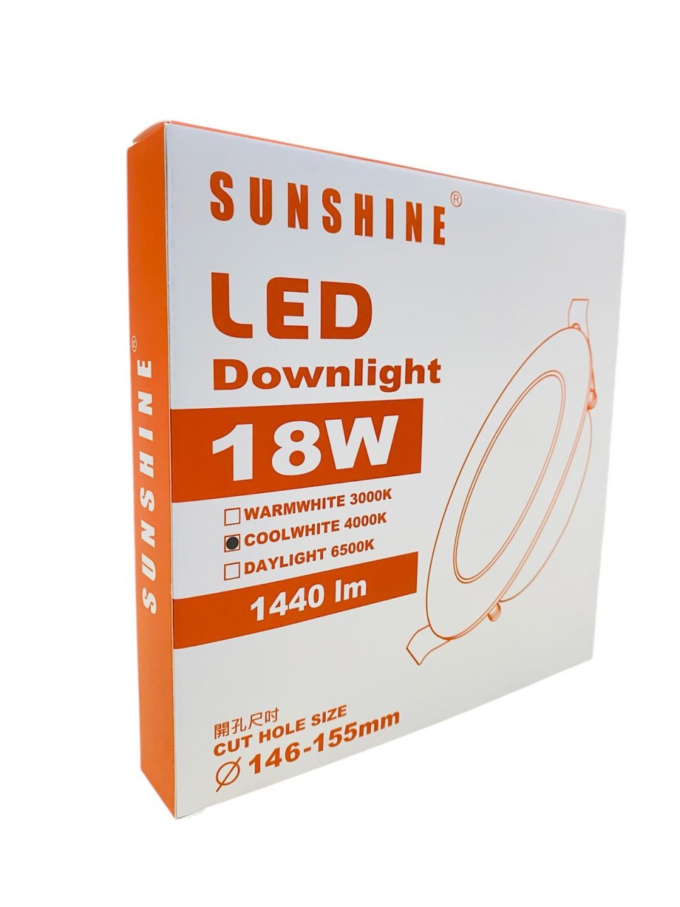 SUNSHINE LED一體化超薄筒燈 18W 4000K<LDLF-18c>米光
