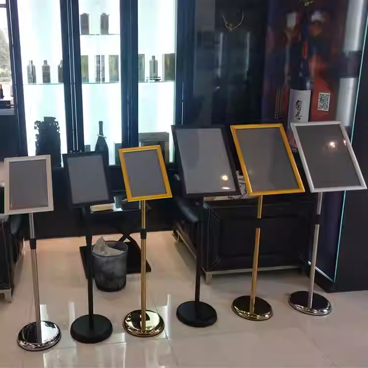 A4 不銹鋼直立式落地展示牌/告示牌/展示架  (直角)