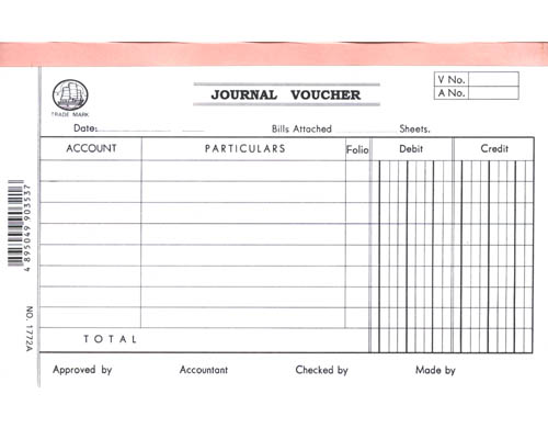 英文會計存票 <1772A> Journal Voucher