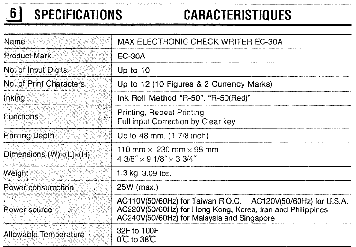 Max EC-30A 電子支票機