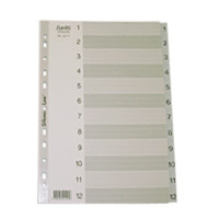 Bantex A4 <1-12> 6211 灰色數字膠索引