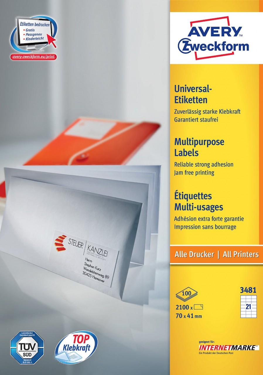 Z-Weckform Inkjet / Laser / Copier Label<White>-34