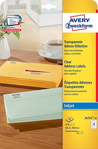 Z-Weckform Inkjet Clear Label -4721 (63.5mm x 29.6