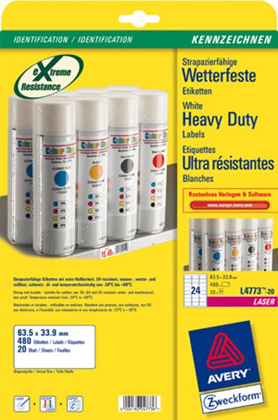 Z-Weckform 噴墨/鐳射/影印防水標籤貼 -4773 (64.6mm