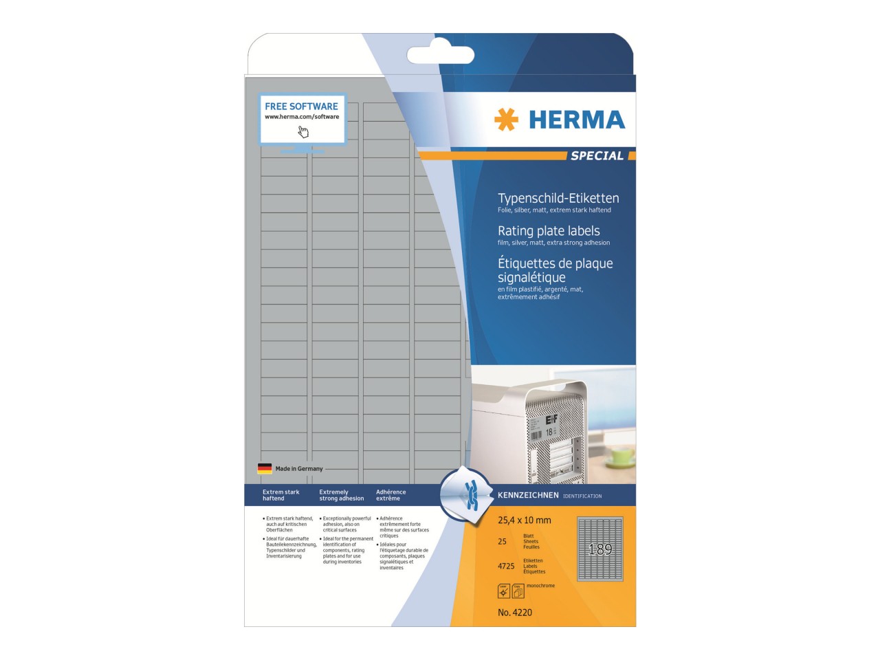 Herma  A4 电脑噴墨标签贴 -4828 (78.7mm x 46.6mm)录