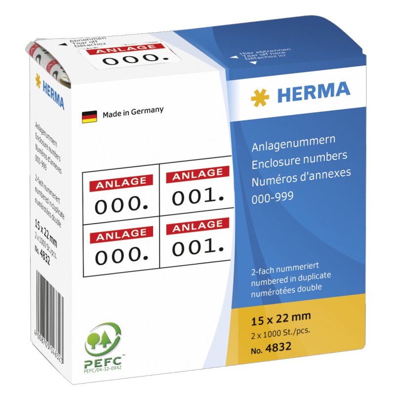 Herma  A4 电脑噴墨标签贴 -4832 (61mm x 297mm)3寸Fil