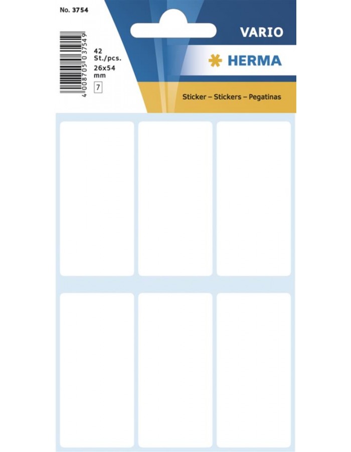 Herma 方型标签贴 <白色> 3754 (42pcs) / 26mm x 54mm