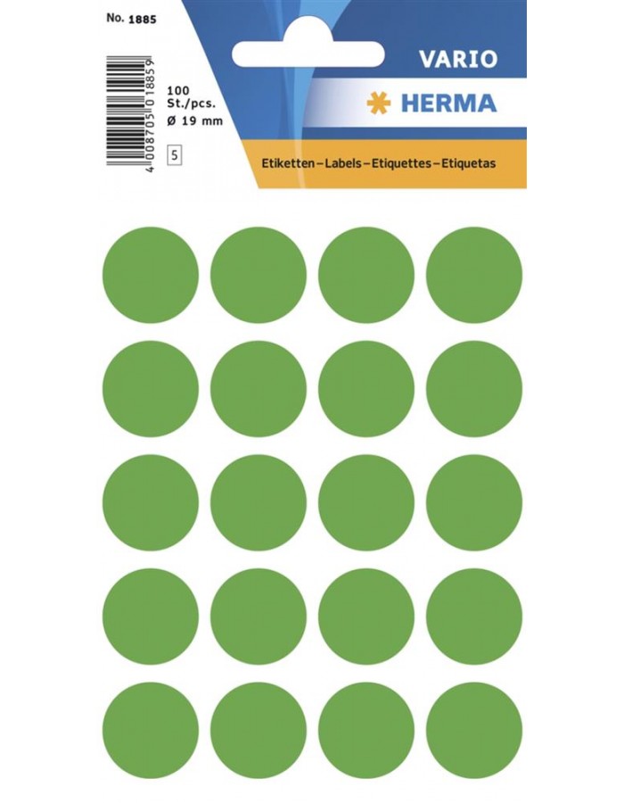 Herma 圓型標籤貼 1885 (100pcs) / 19mm die / 深綠