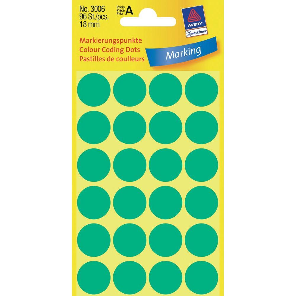 Z-Weckform 圓型顏色標籤貼 -Code 3006 (18mm) / Green
