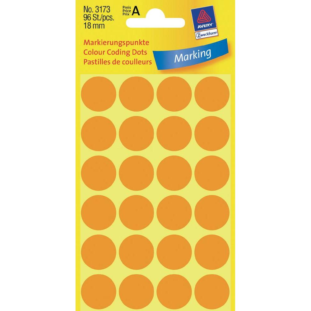 Z-Weckform 圆型颜色标签贴 -Code 3173 (18mm) / Orange