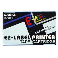 Casio EZ Label Tape 18mm x 8m (XR-18X1) - Black on Clear