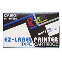 卡西歐 EZ 標纖帶 18mm x 8m (XR-18WEB1) / 白底藍字
