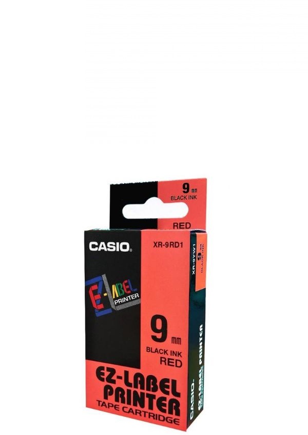 卡西歐 標纖帶 9mm x 8m (XR-9RD1) / 紅底黑字