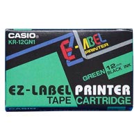Casio (XR-12GN1) 標纖帶(12mm x 8m) / 綠底黑字