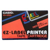 Casio (XR-12RD1) 标纤带(12mm x 8m) / 红底黑字