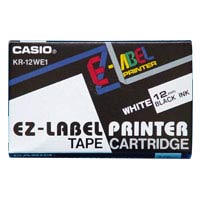 Casio (XR-12WE1) 标纤带 12mm x 8m / 白底黑字
