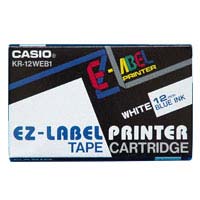 Casio (XR-12WEB1) 標纖帶 12mm x 8m / 白底藍字