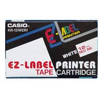 Casio (XR-12WER1) 标纤带 12mm x 8m / 白底红字