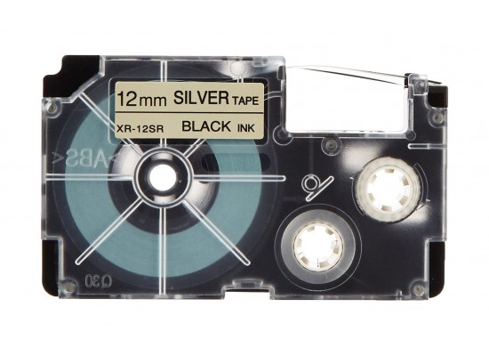 Casio (XR-12SR1) 標纖帶 12mm x 8m / 銀底黑字