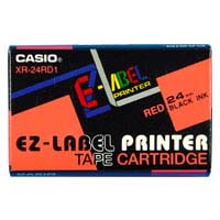 卡西欧 EZ标纤带 24mm x 8m (XR-24RD1) / 红底黑字