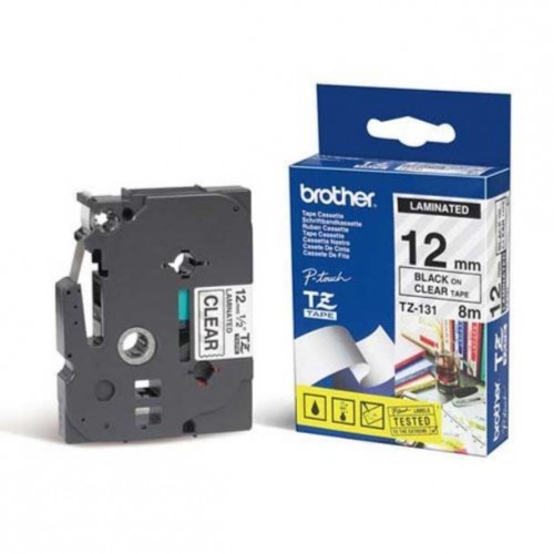 Brother TZ 標籤帶 12mm x 8m (TZe-131) / 透明底黑字