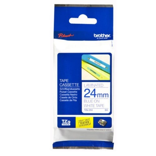 Brother TZ 標籤帶 24mm x 8m (TZe-253) / 白底藍字