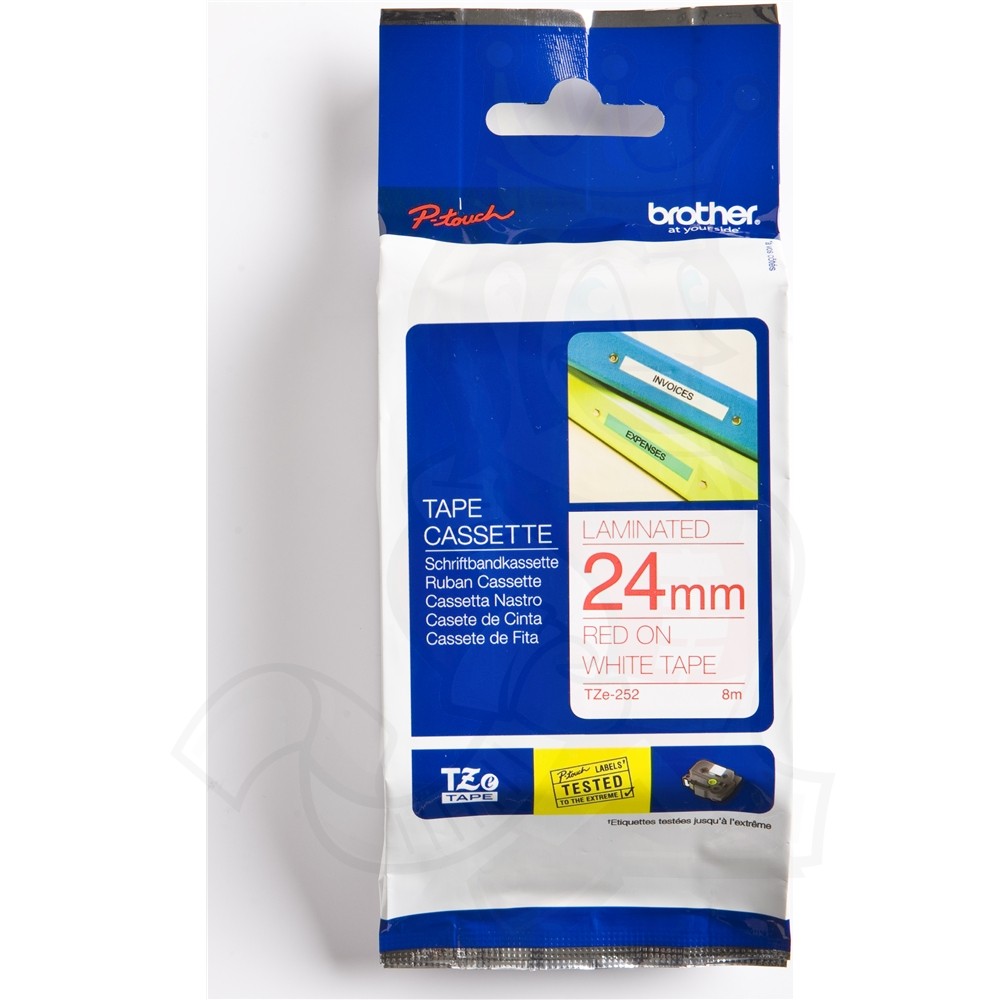 Brother TZ 标签带 24mm x 8m (TZe-252) / 白底红字