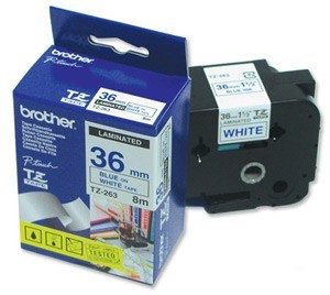Brother TZ 标签带 36mm x 8m (TZe-263) / 白底蓝字