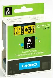 Dymo 带模带 D1 带 24mm x 7m / 黃底黑字