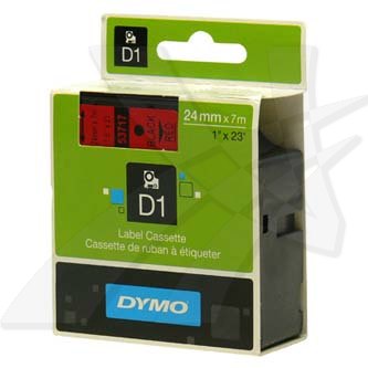 Dymo 帶模帶 D1 帶 24mm x 7m / 白底紅字