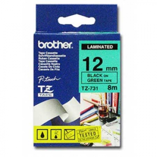 Brother TZe-Label Tape 12mm x 8m (TZe-D31) - F-Green on Black
