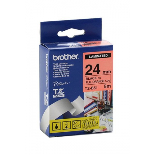 Brother TZe-Label Tape 24mm x 8m (TZe-B51) - F-Orange on Black