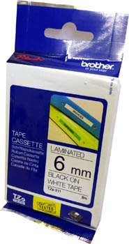 Brother HG 标签带 6mm x 8m (HG-211) / 黑字白底
