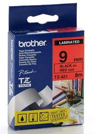 Brother TZe-標籤帶 9mm x 8m (TZe-421) / 紅底