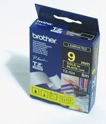 Brother TZ 標籤帶 9mm x 8m (TZe-324) / 黑底金字