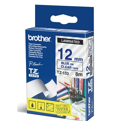 Brother TZ 標籤帶 12mm x 8m (TZe-133) / 透明底藍字
