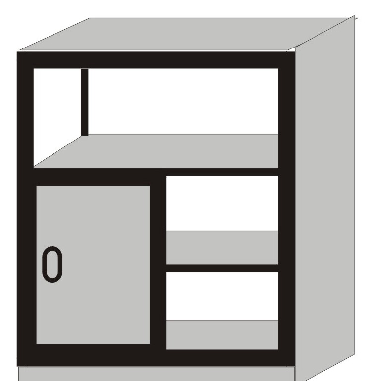 頂層開放式/下層搪門二層文件柜 灰色